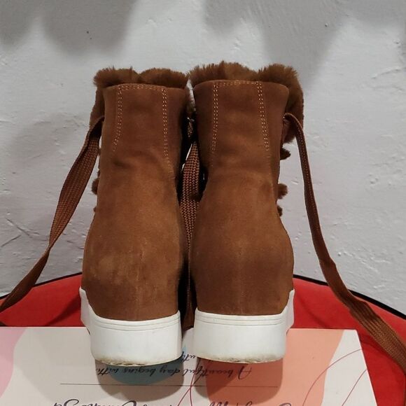 Steve Madden Wharton Suede Wedge Fur Boots Size 9 - Picture 7 of 14